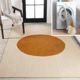 Cirkel Minimalist Geometric Dot Machine-Washable Area Rug, Orange