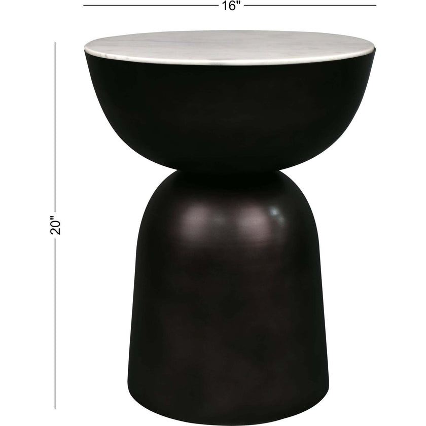 Atarah 20" Contemporary Natural Marble/Metal Handmade Hourglass End Table