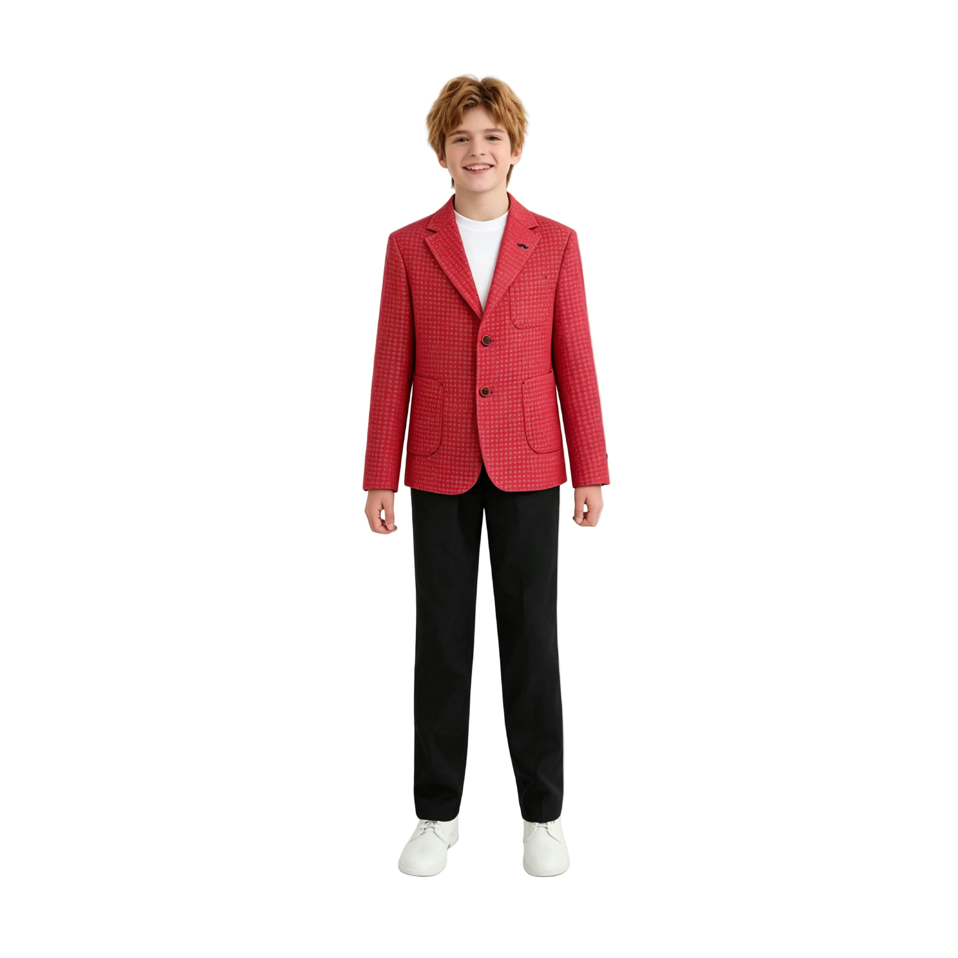 Red Adrian Patterned Blazer Suit Set