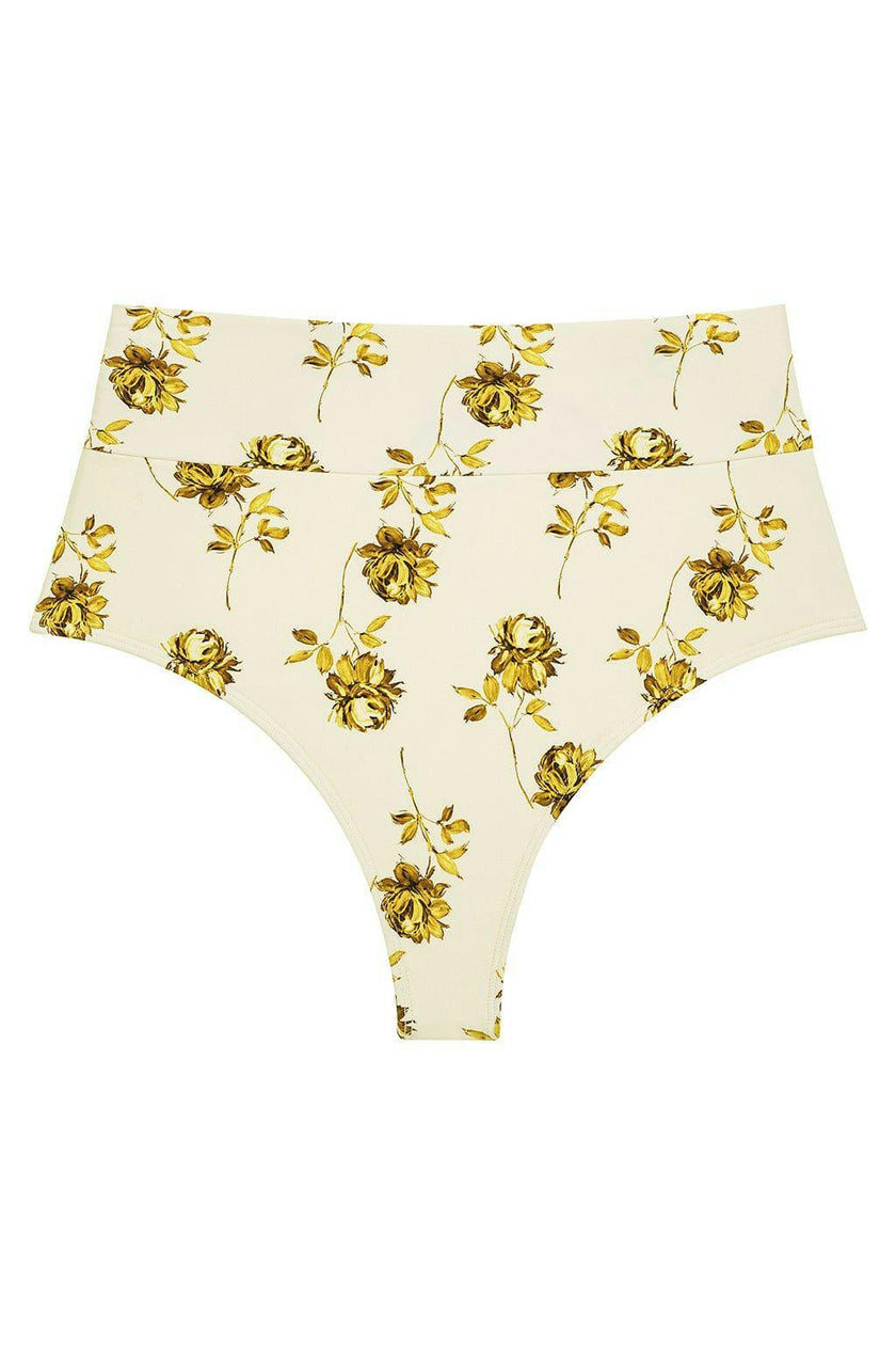 Women's Filigree Added Coverage High Rise Bikini Bottom