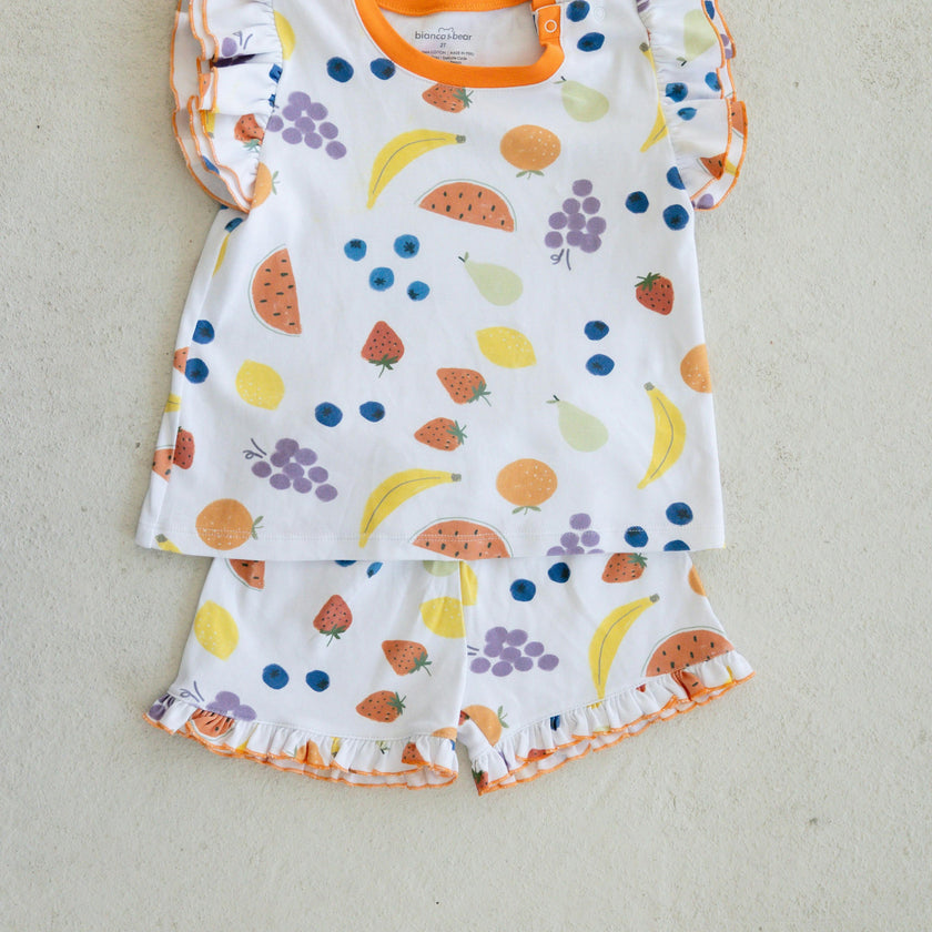 vitamin c orange ruffle short set