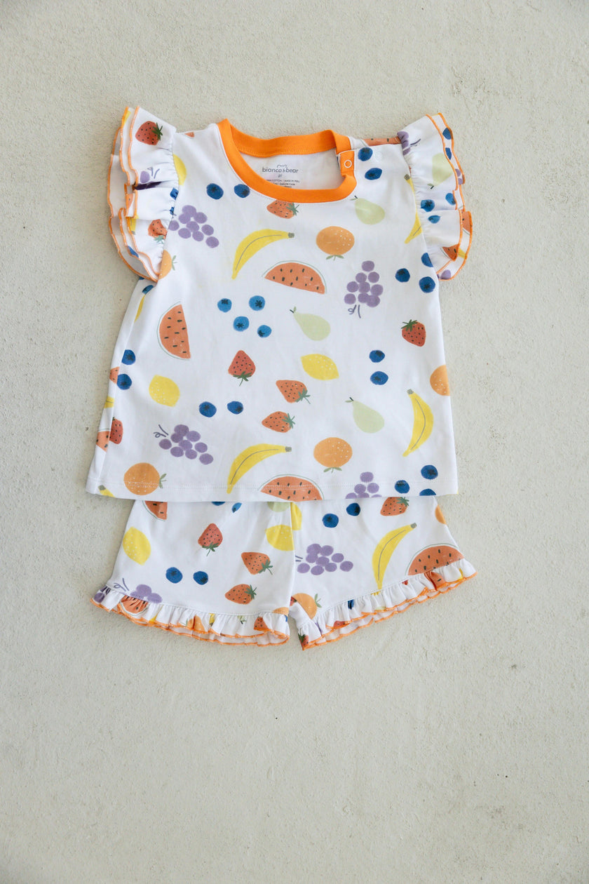 vitamin c orange ruffle short set