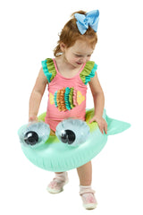 The Coral Reef Ruffle - Little Girls Pink Fish One Piece