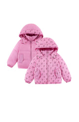 Charlie Heavy Weight Down Puffer Coat, Candy Pink Bow