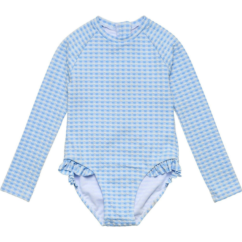 Seaside Gingham Leg Frill Surf Suit
