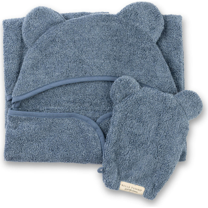 Hooded Towel + Wash Mitt Set Rain