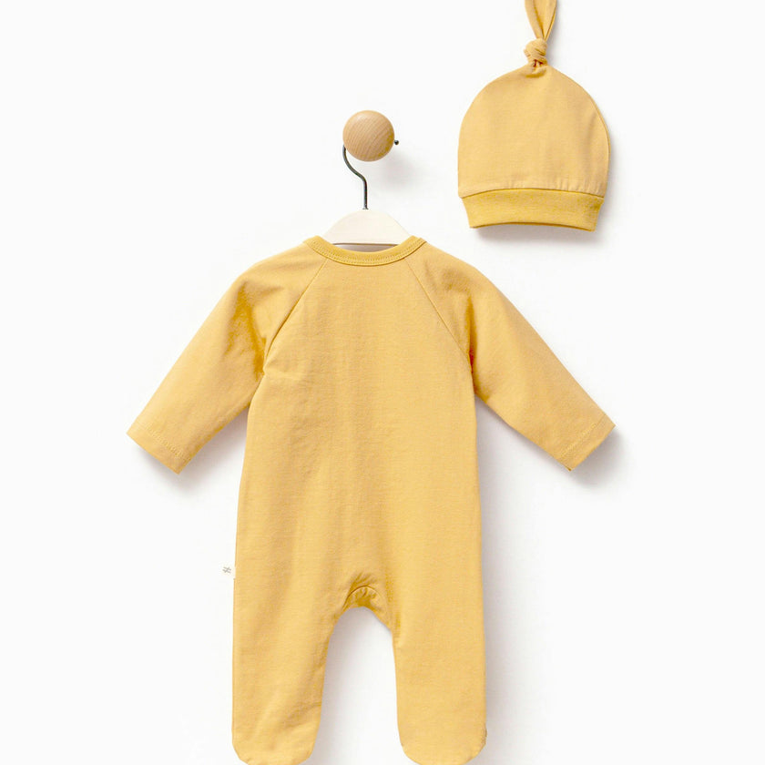 Yellow Tractor Graphic Babygrow & Hat