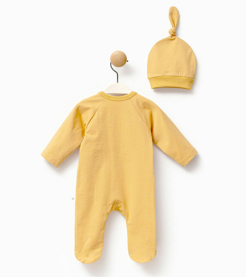 Yellow Tractor Graphic Babygrow & Hat
