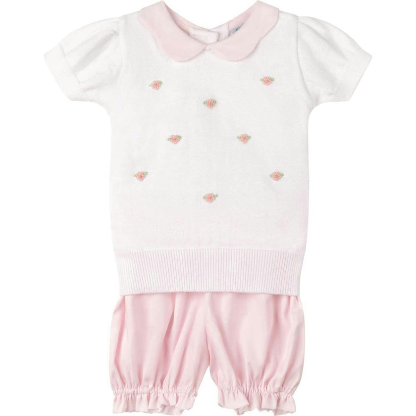 Girls Pink Daisy Sweater Set White/Pink