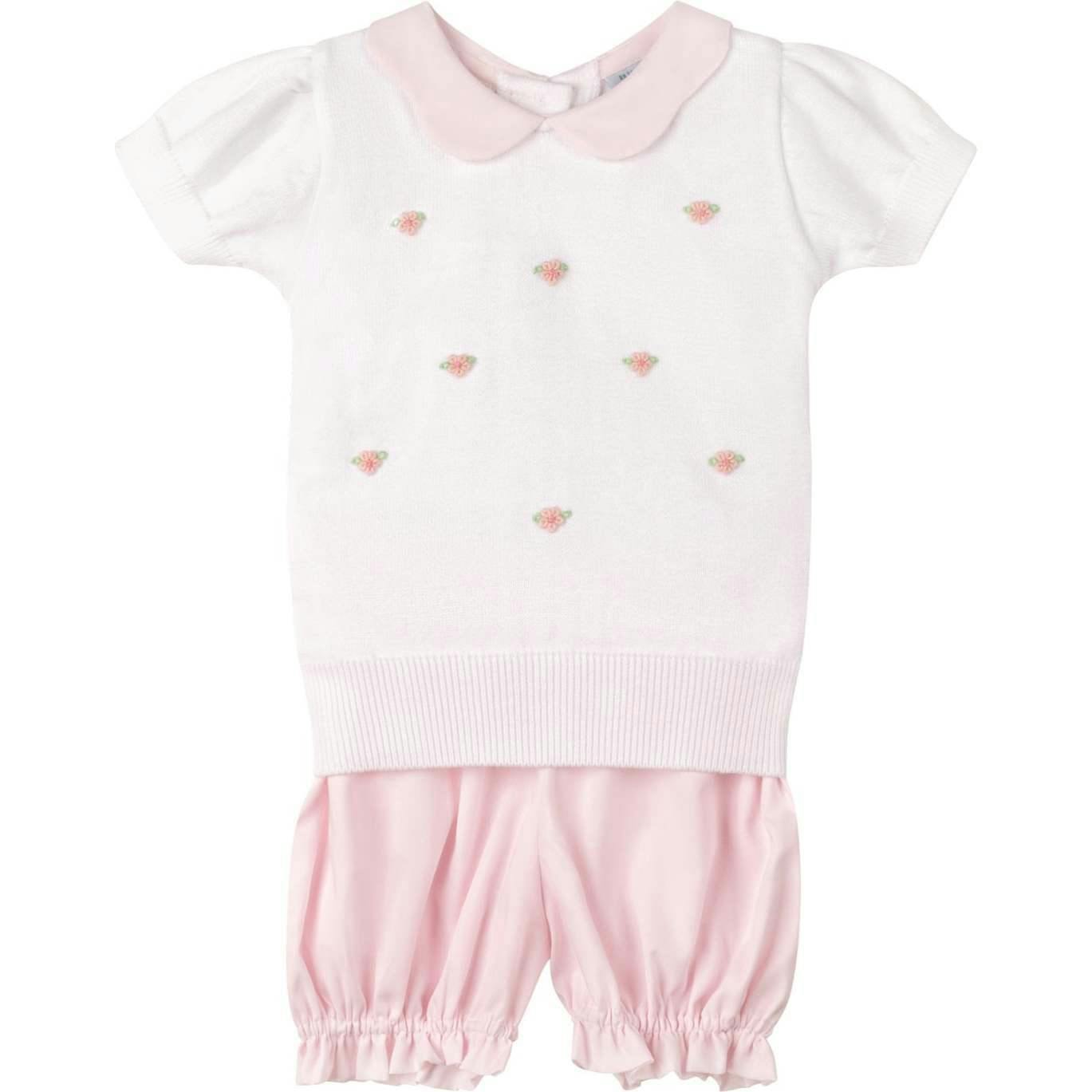 Girls Pink Daisy Sweater Set White/Pink