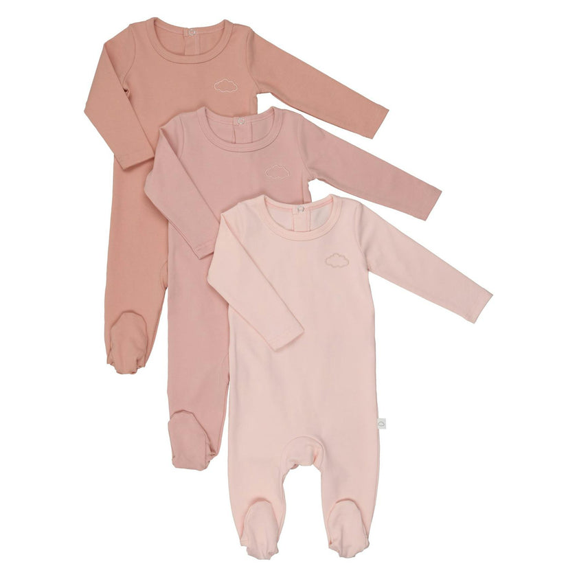 3 Pack Footies- Pink