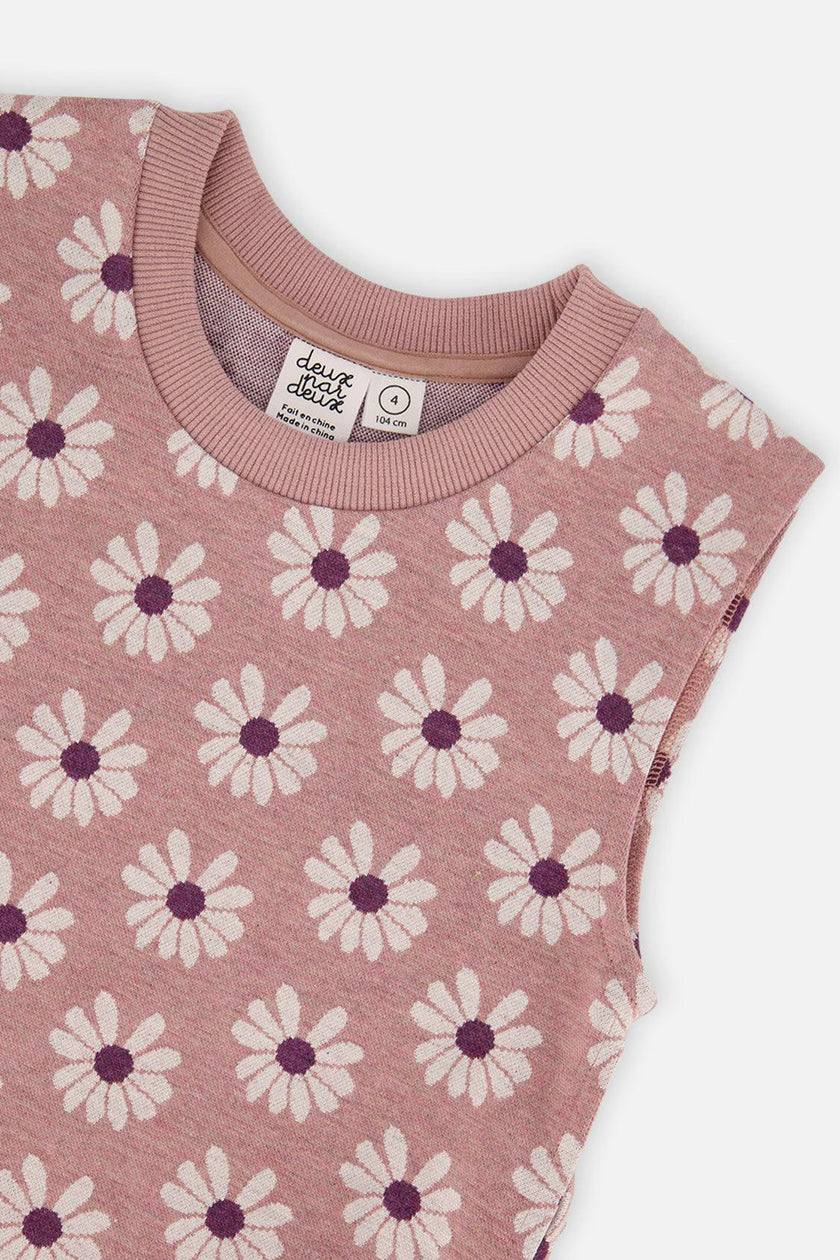 Jacquard Vest Pink Printed Flowers