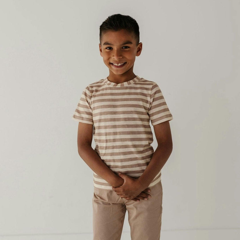 Short Sleeve Tee Taupe Stripe