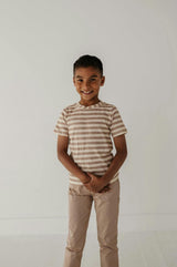 Short Sleeve Tee Taupe Stripe