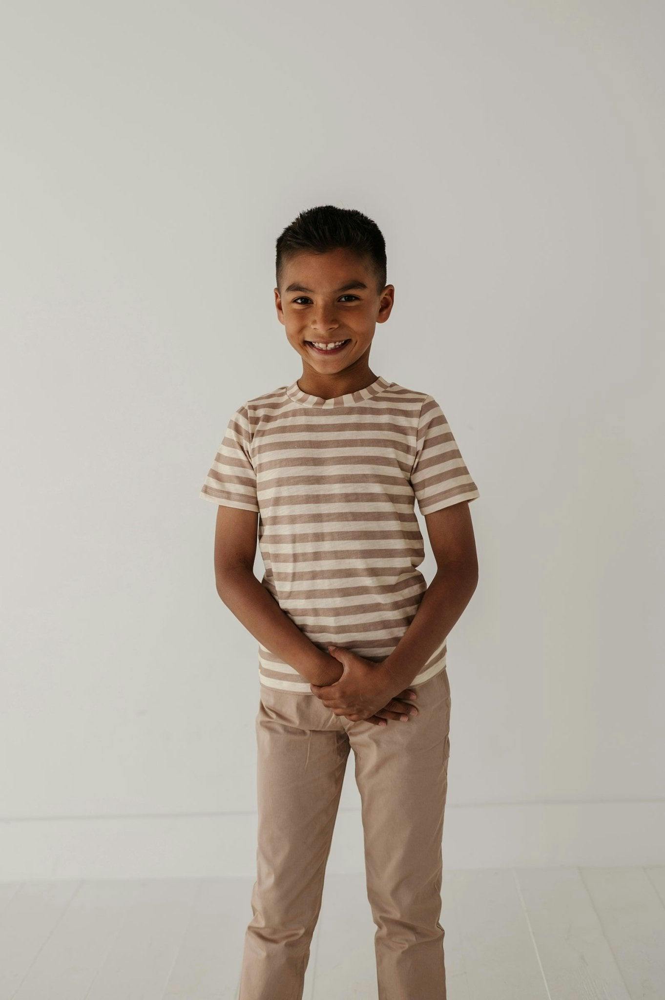 Short Sleeve Tee Taupe Stripe