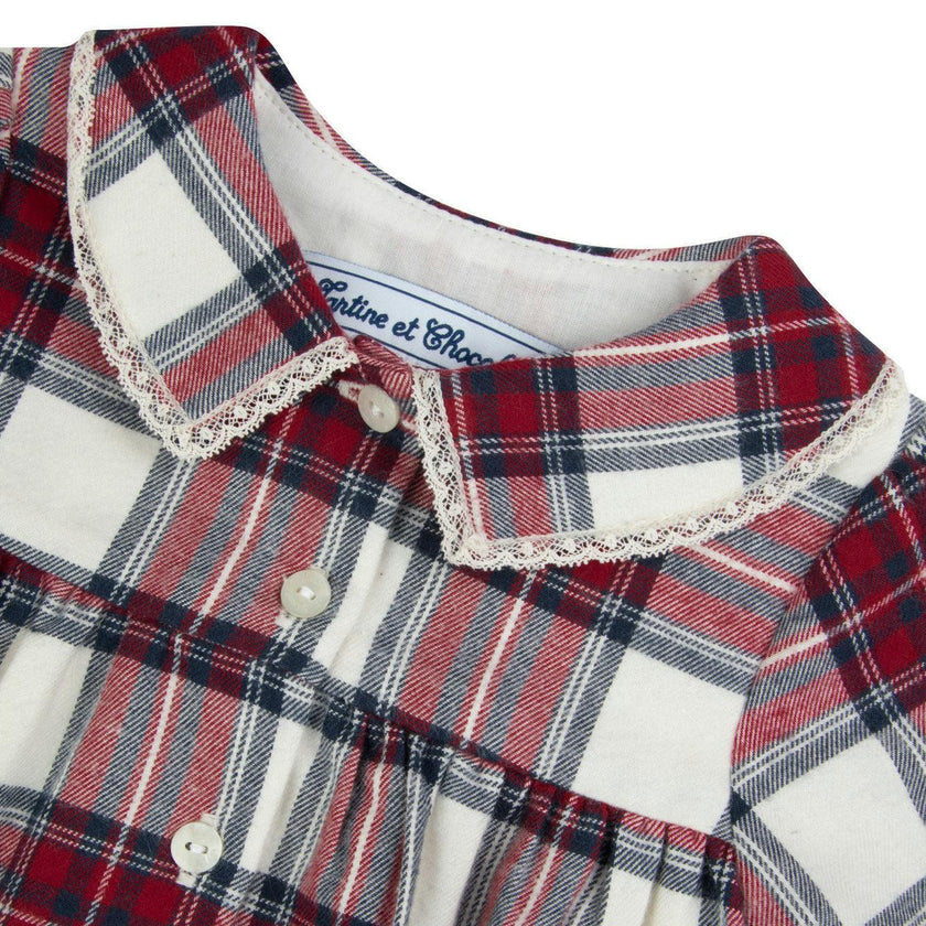 TARTINE ET CHOCOLAT Cozy Plaid Baby Dress - Nacre