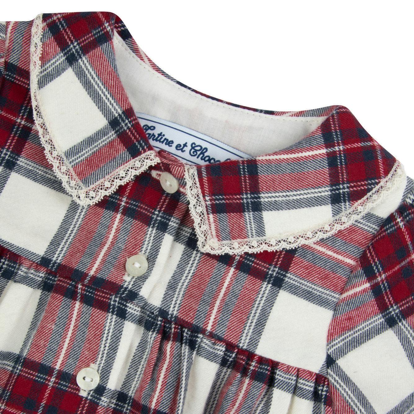 TARTINE ET CHOCOLAT Cozy Plaid Baby Dress - Nacre