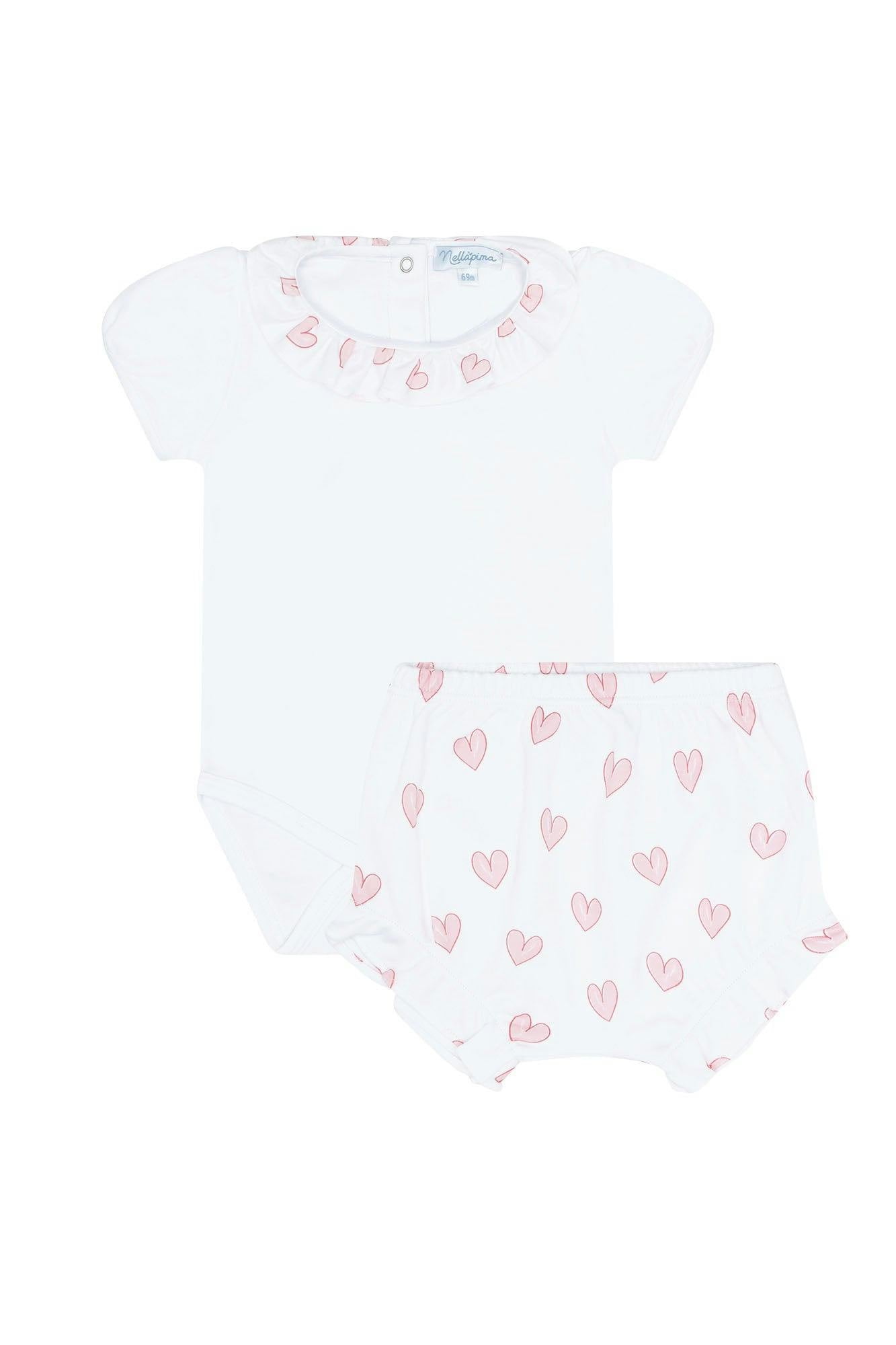 Pink Heart Print Onesie Set