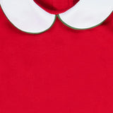 Lillian Girls' Dress Red with Green Piping
