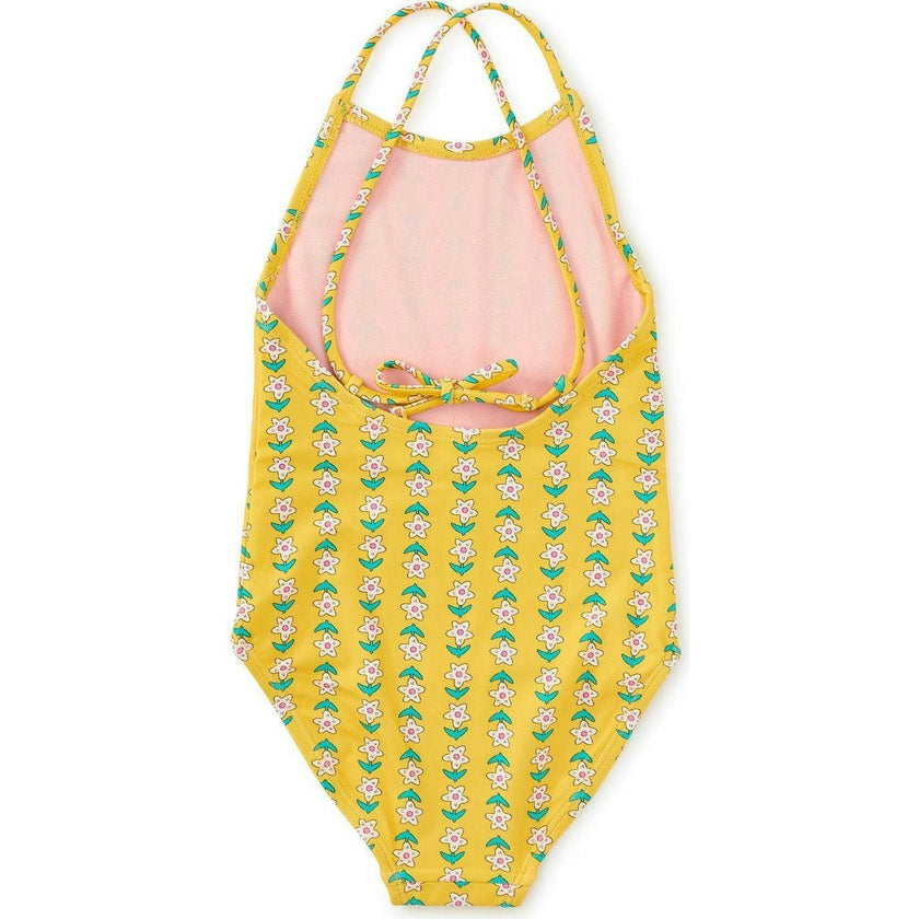 Cross Back One-Piece Swimsuit, Yellow