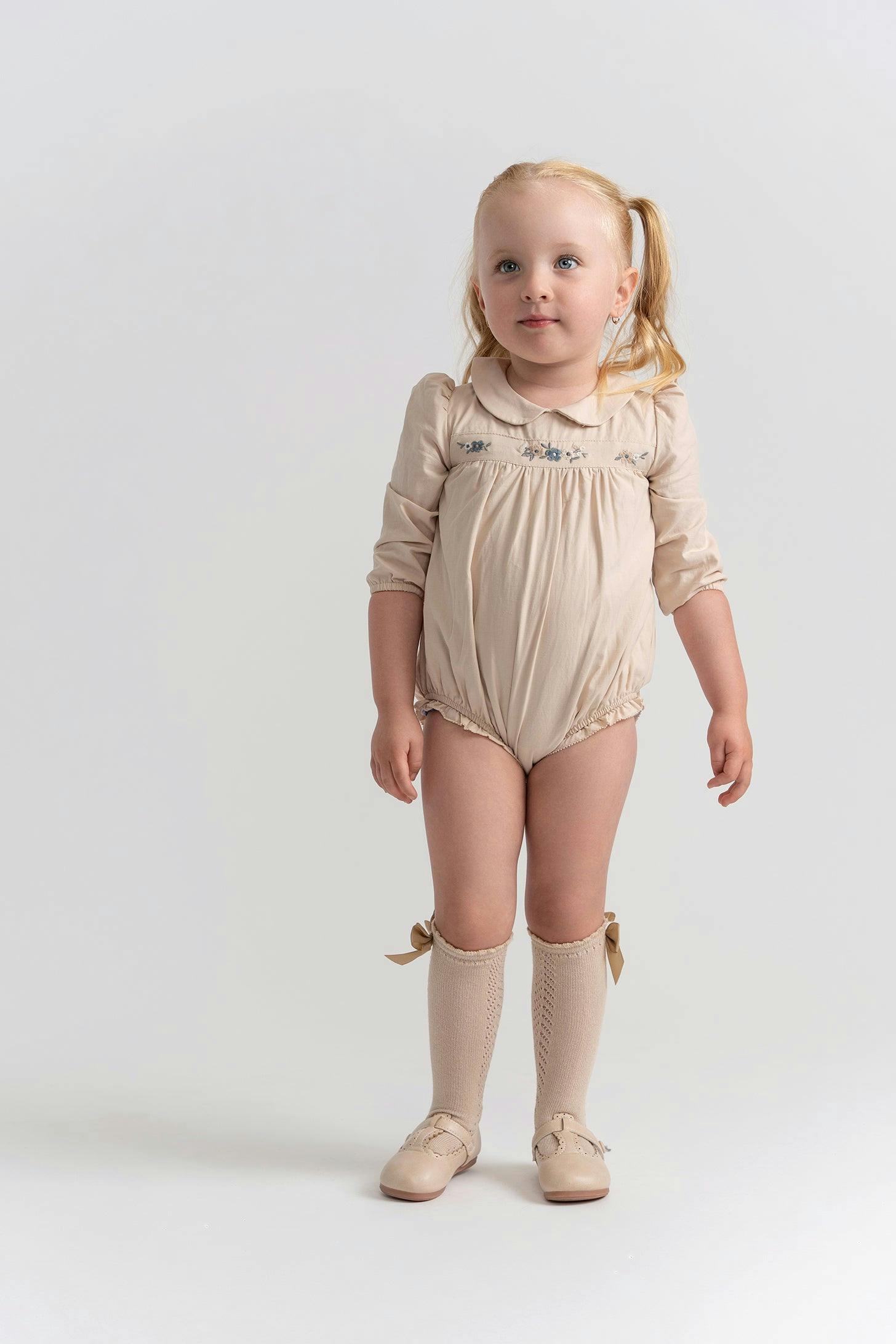Floral Embroidered Bubble Beige