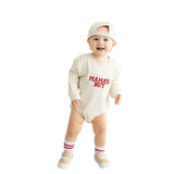 Mama's Boy Patch Long Sleeve Romper