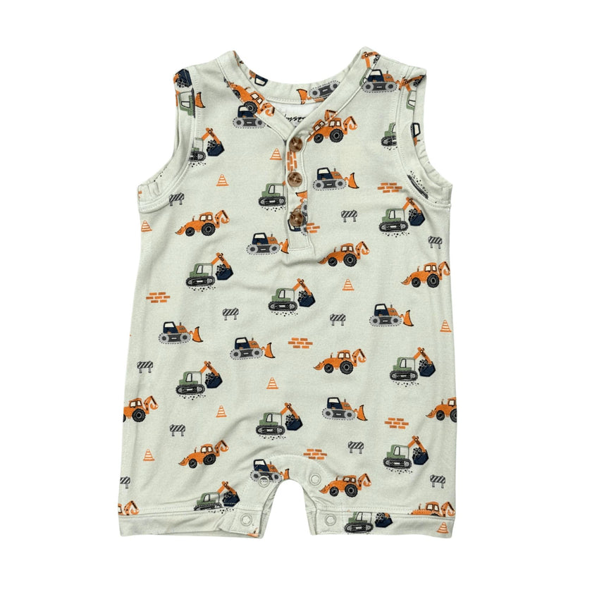 Baby Boy Sleeveless Romper in Construction