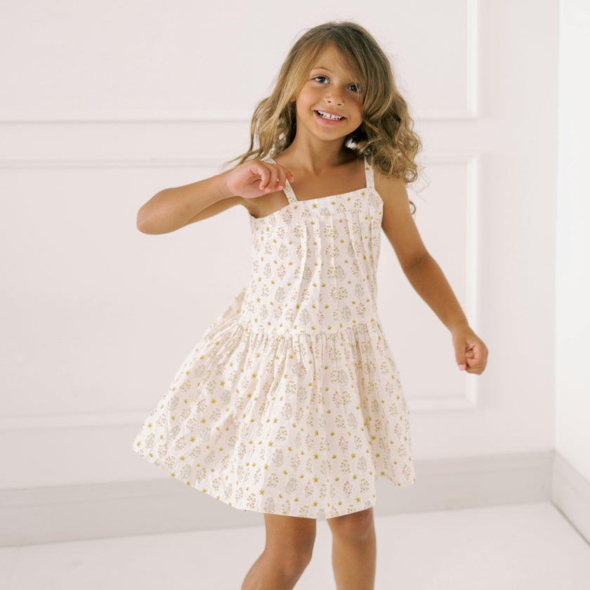 Hikari Pintuck Dress |Golden Blossom