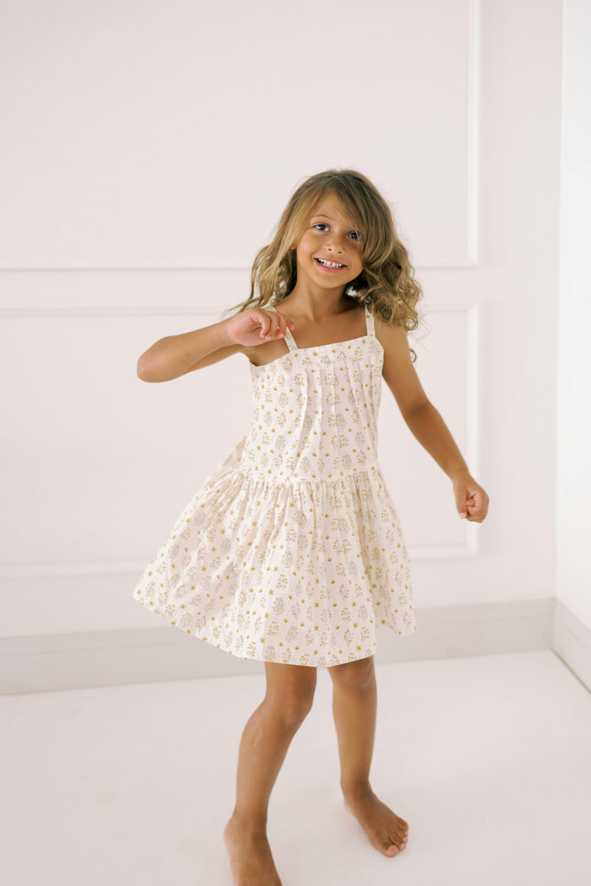Hikari Pintuck Dress |Golden Blossom