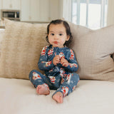 Bamboo Convertible Zip-Up Footie Pajama - Santa Claus