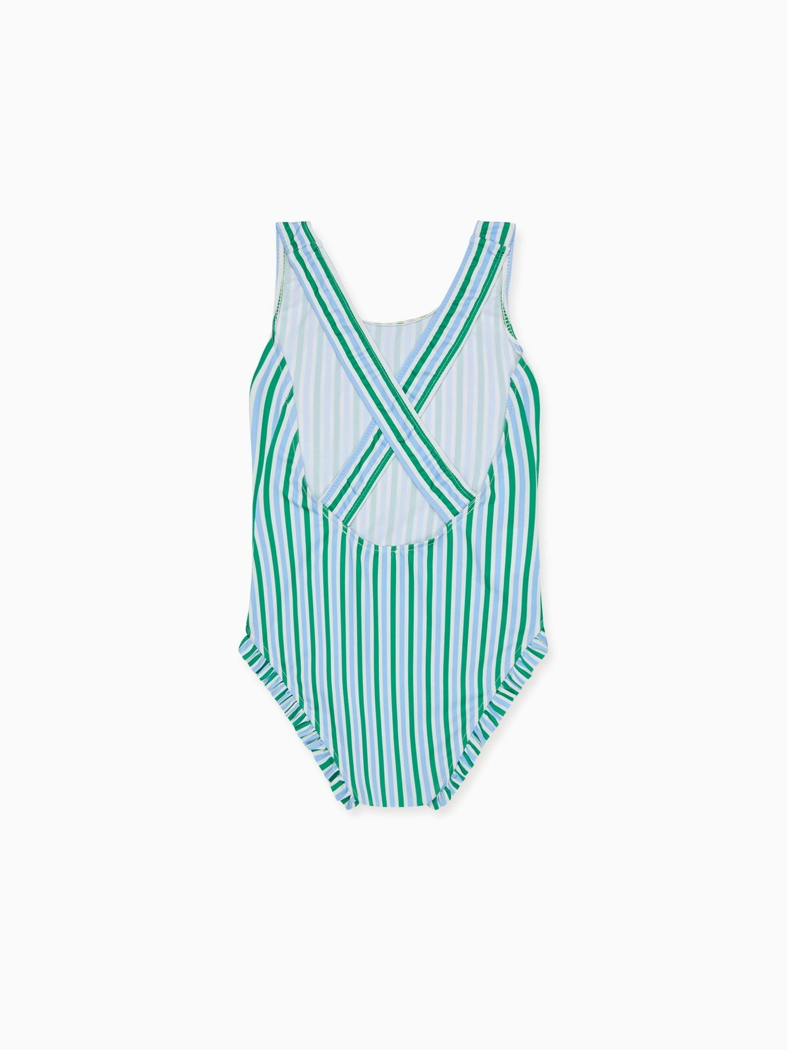 Green Stripe Bessie Girl Swimsuit
