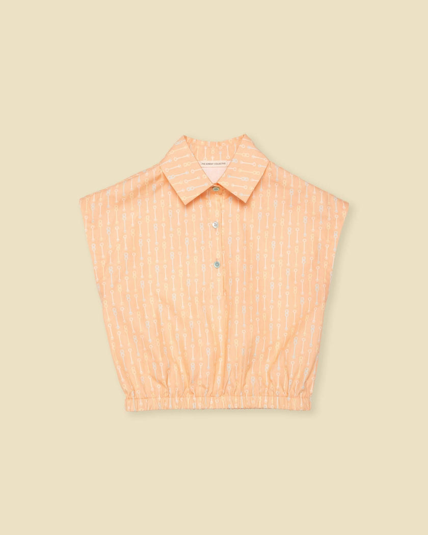 Organic Collar Summer Top in Creamsicle Wand