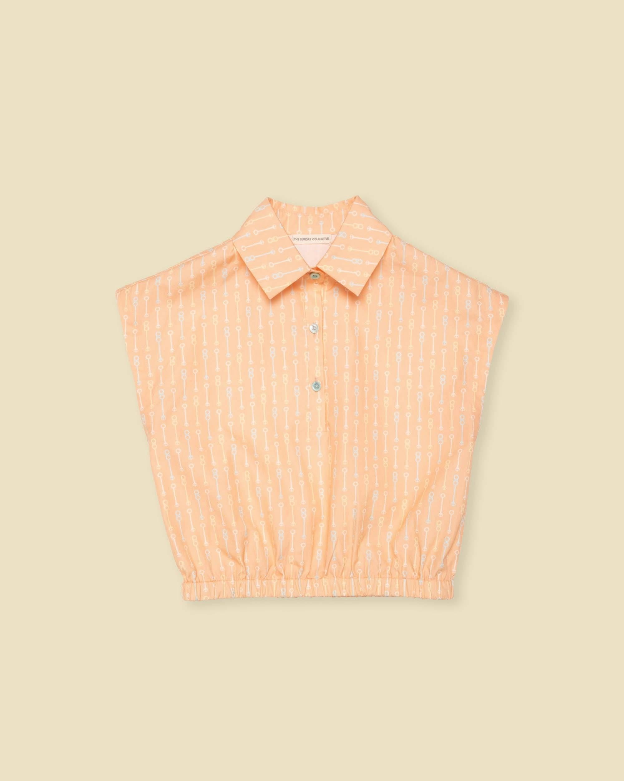 Organic Collar Summer Top in Creamsicle Wand