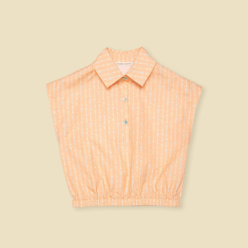 Organic Collar Summer Top in Creamsicle Wand