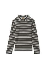 Waffle Stripped Mock Neck Top