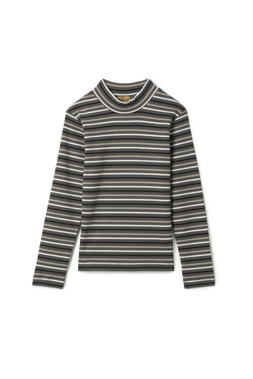 Waffle Stripped Mock Neck Top