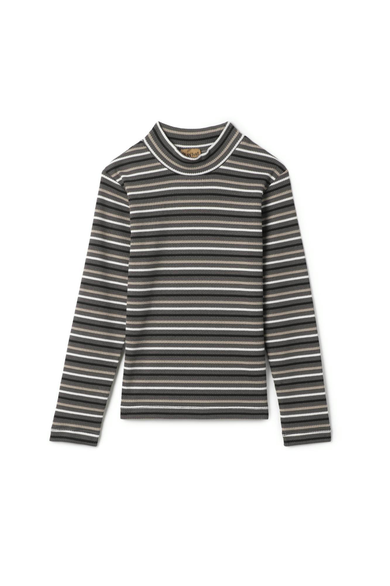 Waffle Stripped Mock Neck Top