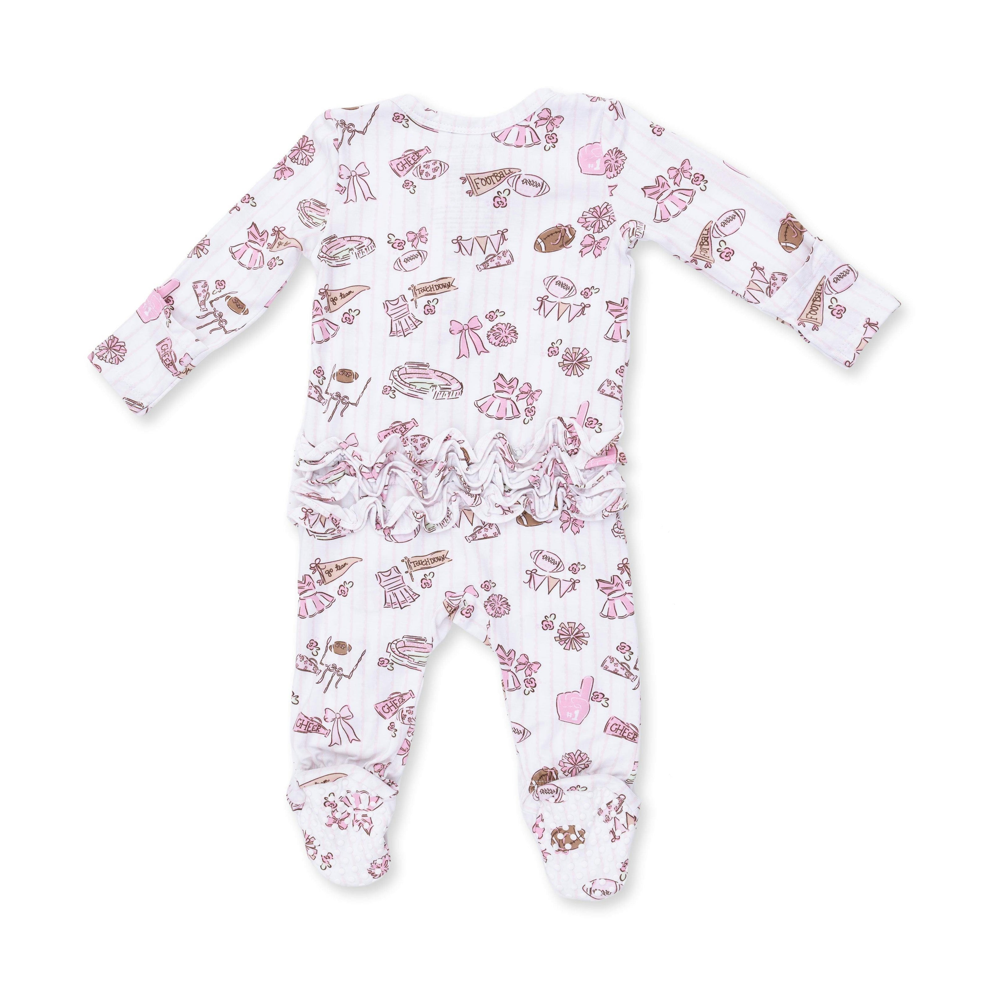Football Cheer Nursery - 2 Way Ruffle Back Zipper Footie