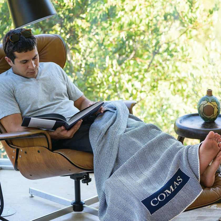 Custom Personalized Sustainable Knit Throw Blanket - Herringbone Name