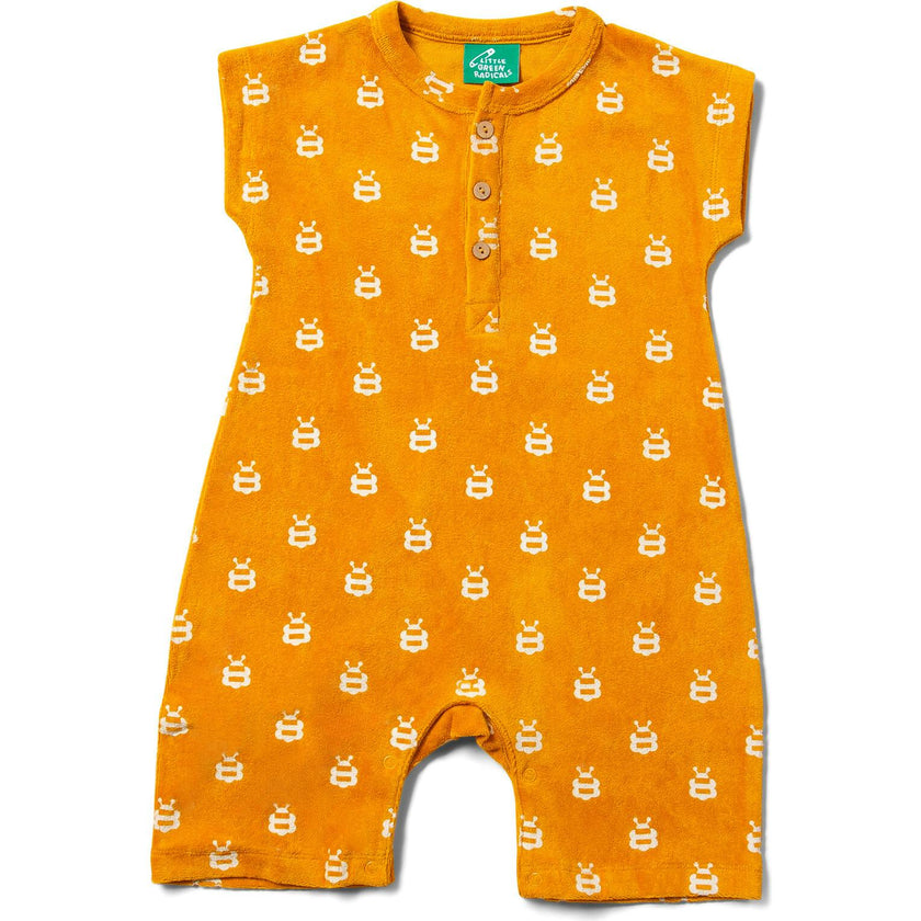 Bees Organic Towelling Romper, Gold