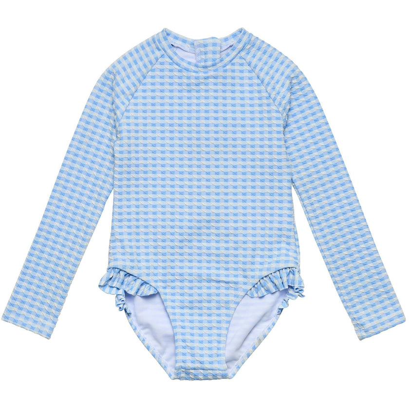 Seaside Gingham Leg Frill Surf Suit