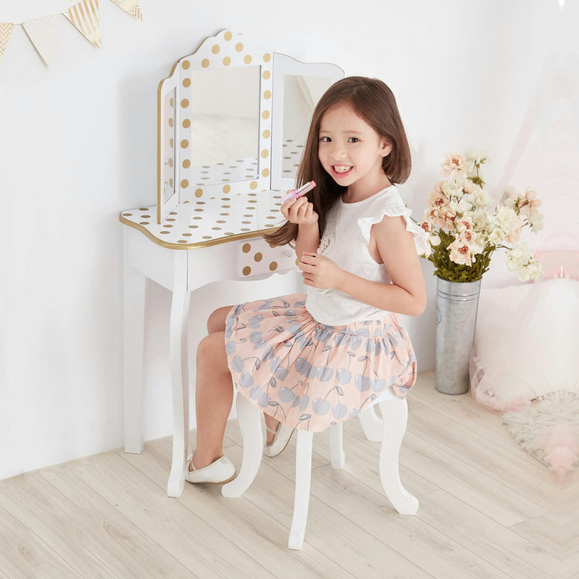 Teamson Kids Wooden Polka Dot 2-pc. Play Vanity