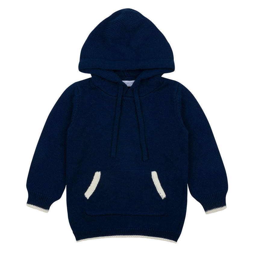 Unisex Navy Knit Hoodie