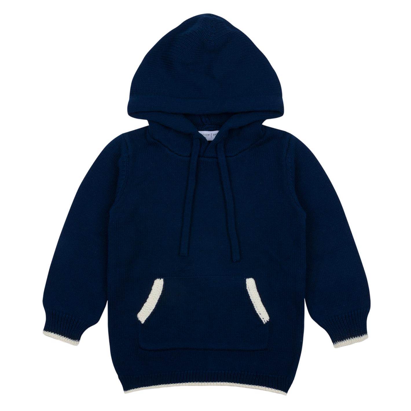 Unisex Navy Knit Hoodie