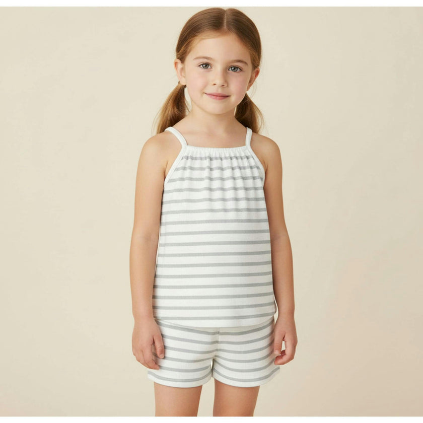 Organic Tank Top & Shorts Set - Fog Stripes