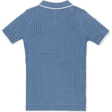 Organic Short Sleeve Sweater Polo with Tipping, Blue