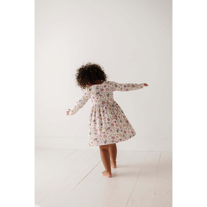 Long Sleeve Henley Dress Winter Floral