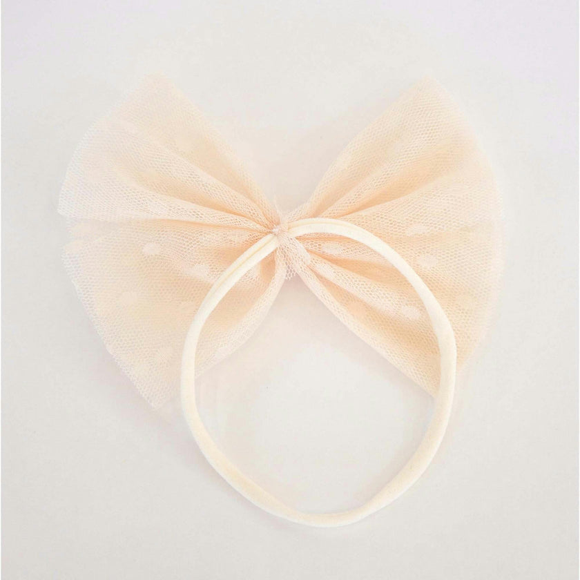 Dotted Mesh Bow Nylon Headband