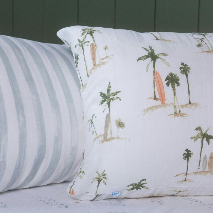 Cotton Muslin Pillowcase 2 Pack - Palm Paradise