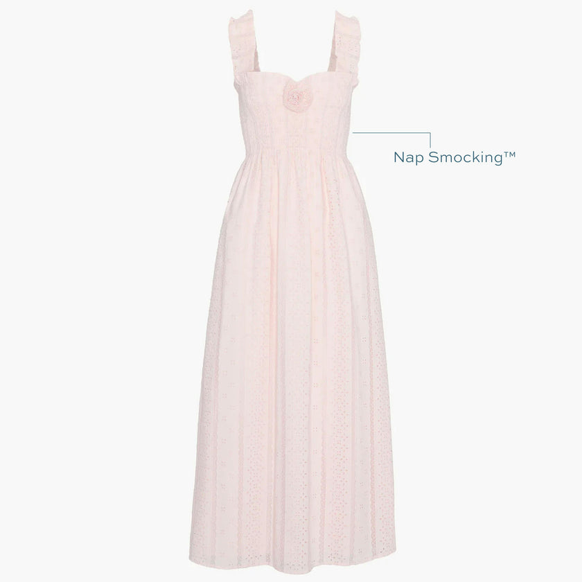 The Rosetta Nap Dress - Pink Broderie Voile